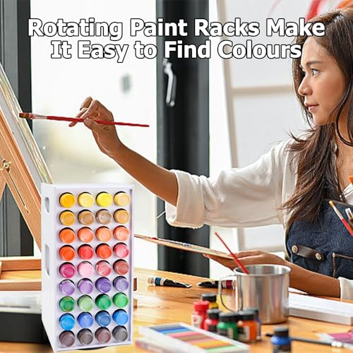 Image of Yolispa Acrylic Paint Organizer, 2oz Craft Paint Storage Organizer with 72 Holes, 360 Spining Paint Organizer, Paint Holder Rack, Vertical Paint Organizer Holder Stand for Apple Barrel, Folkart