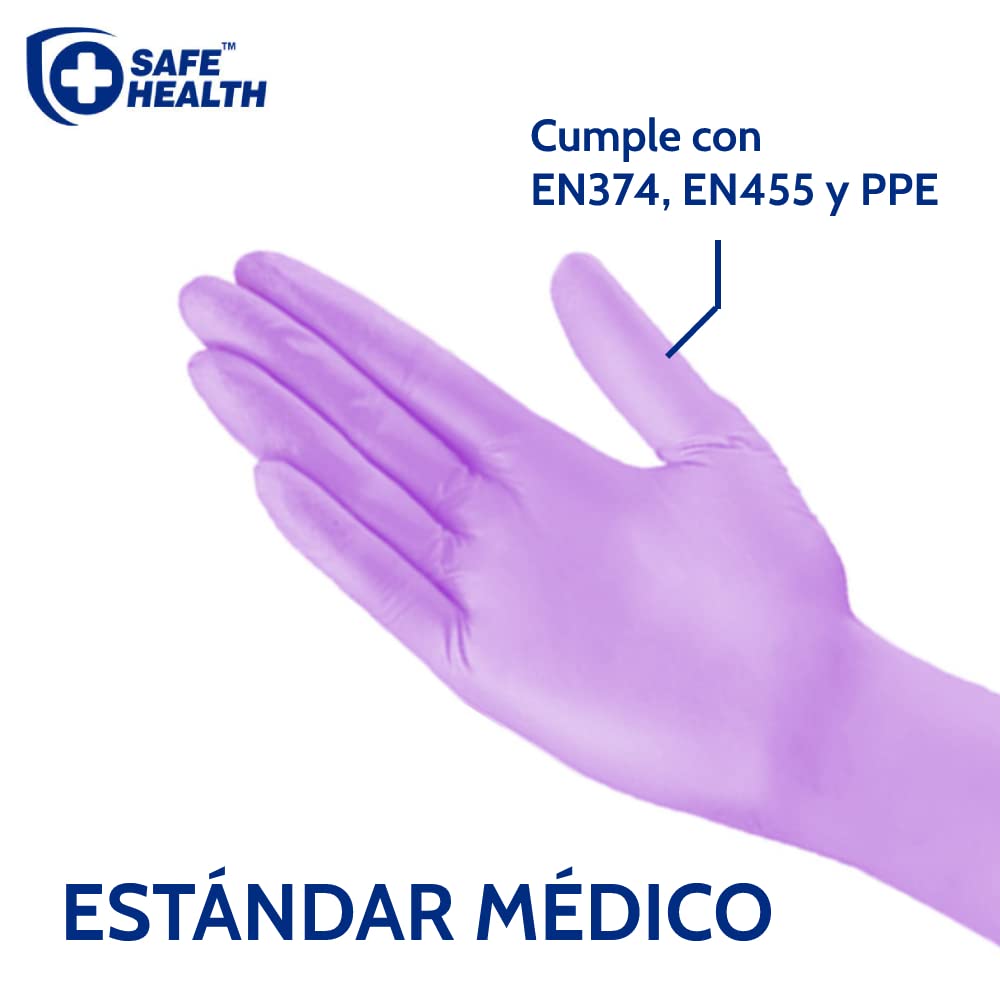 Safe Health Guantes Desechables de examen Nitro-V sintéticos híbridos de Vinilo y Nitrilo Violeta Morado Talla XL, 900 unidades, Tareas del hogar Limpieza