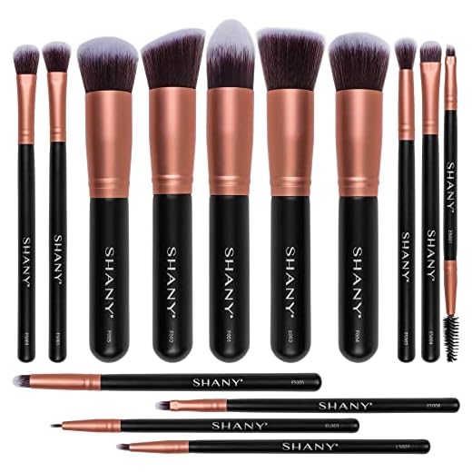 SHANY Pincéis de maquiagem - Rose All Day - Conjunto de pincéis de 14 peças - Base em pó corretivo sombras pincéis de maquiagem - Conjunto completo de pincéis de maquiagem Kabuki em ouro rosa - 14