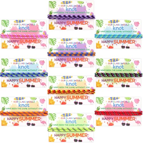 WorldBazaar End of Year Gifts for Kids Bulk 30 Sets Graduation Knot Bracelets 2026 with Cards for Students Friendship Bracelets Classroom Kindergarten Summer Grad Gifts
