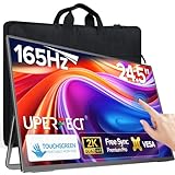 UPERFECT 24.5" 2K Portable Monitor Touchscreen, 165Hz Gaming Monitor FreeSync 0.1ms Fast IPS Large Screen, Built-in 180° Adjustable Stand/VESA, USB-C HDMI Second Screen for Laptop, Phone, Game Console