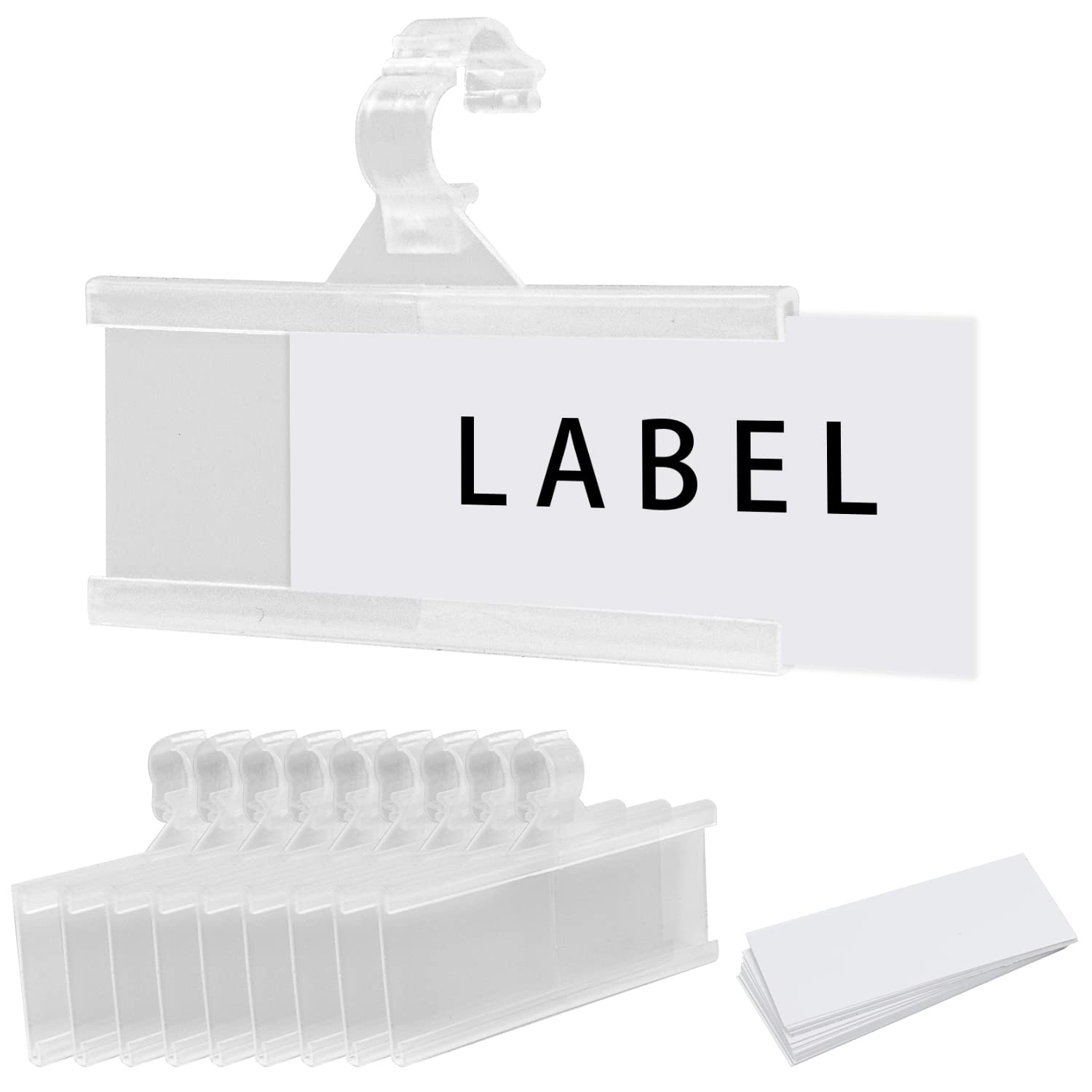 30 Pack Plastic Wire Shelf Label Holder,1-1/4" H X 3" W Sign Ticket Holder, Snap On Pantry Sign Label Holder for Pantry Retail Shopping Mall Store 30 Label Inserts Included