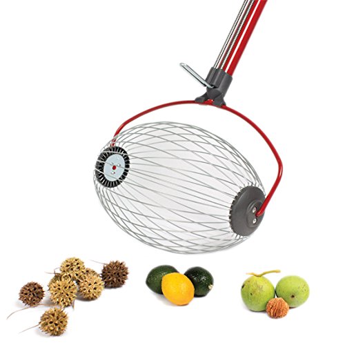 Garden Weasel Large Nut Gatherer - Picks Up Walnuts, Sweet Gum Balls, Magnolia Seed/Flower Heads, Small Fruit & Other Objects 1 1/2" To 3" in Size, Red/Silver - Thumbnail 5