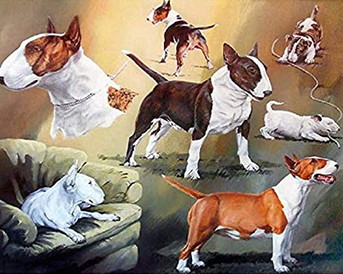 Kit broderie point de croix Bull Terrier 40x50cm sur toile pré-imprimée pour débutant