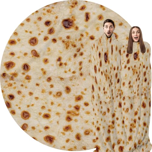 Abaysto Funny Burrito Tortilla Blanket - Soft Flannel Realistic Food Throw for Adults & Kids Gifts for Crib, Sofa, Outdoors 200cm(79")