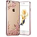 6 Plus Case, Fyee [Secret Garden Series] Slim Dual Flexible TPU Rubber Back Cover with Clear Fower Bling Glitter Stone Diamond Case for iPhone 6 Plus/ 6s Plus 5.5 inch - Rose Gold Edge