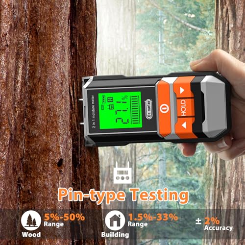 image for Dr.meter Wood Moisture Meter, 2 in 1 Pin & Pinless Moisture Tester, Di