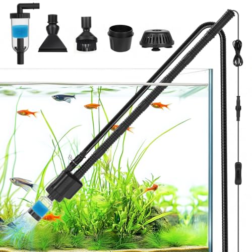 fishkeeper 30W Mulmsauger Aquarium Elektrisch Einstellbar 1800 L/H Aquarium Sauger Elektrisch 8-in-1 Wasserwechsel Pumpe mit Schlauch zur Sandreinigung Kiesreiniger Filterung Wasserzirkulation