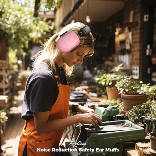 Image of ProCase NRR 28dB Noise Reduction Ear Muffs, Foldable Adjustable Passive Noise Cancelling Headphones for Adults Kids Autism, Hearing Protection for Shooting, Construction -2 Packs, Pink & Black