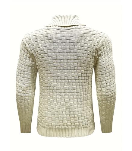 INVACHI Men's Shawl Collar Pullover Sweater Thermal Casual Soft Slim Fit Turtleneck Knit Stand Collar Sweaters2