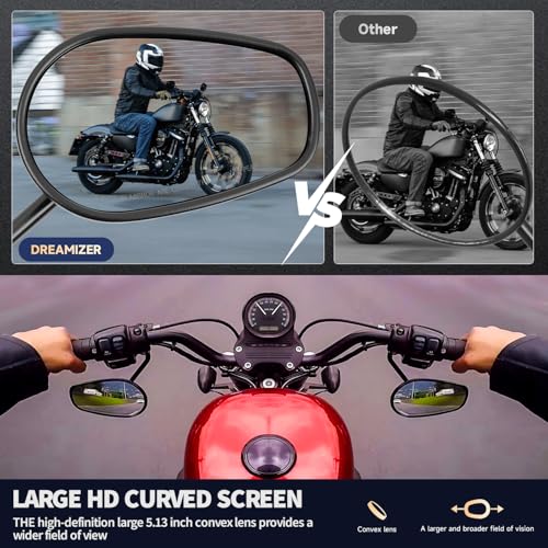 Image of Motorcycle Mirror,10mm Motorbike Rear View Mirror Irregular Shape Compatible with Harley Street Glide Electra Glide Road King Softail Touring Sportster and More (Black)