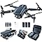 Drone avec camera 4K HD pour débutants - Portée 800 mètres, 60+ min de vol, Moteur brushless, Auto Hover, Auto Follow, WiFi FPV, pliable (3 batteries)