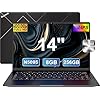 Ordenador Portátil 14 Pulgadas Celeron N5095 hasta 2,9 GHz Win11 8GB 256GB SSD Expansión 1TB 5G WiFi 1920×1080 FHD BT4.2 Mini HDMl USB 3.0 Portatil con Mouse Español Película – Negro Metal Ordenador
