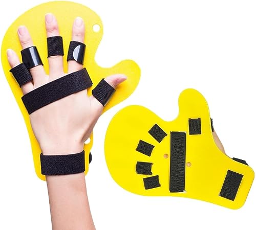 Nillkin 1Pair Finger Orthotics - Fingerboard Stroke Hand Splint for Assisted Rehabilitation - Adjustable Size - Prevent Finger Flexion and Deformation - Suitable for both left&right hands (Yellow)