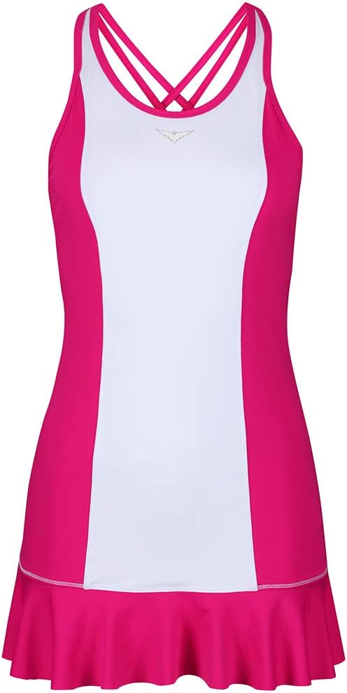 Bace Girls Pink and White Tennis Dress; Girls Tennis Dress with Flared Skirt; Junior Tennis Dress; Girls Golf Dress; Kids Golf Clothing; Girls Sportswear; (Pink, 12-13 Years Old) : Sports & Outdoors
