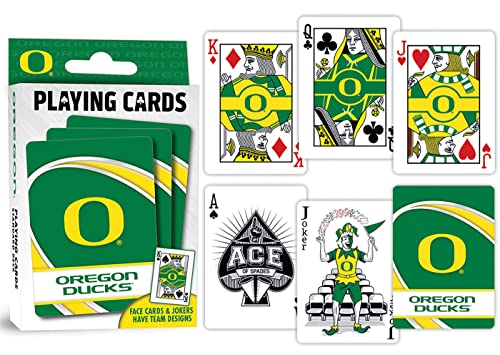 Image of Masterpieces Oregon Ducks Playing Cards - Official NCAA Licensed 54 Card Deck, Standard Size Poker Cards, Custom Oregon Ducks Face Card Designs, Durable Cardstock, Oregon Ducks Game Night Set