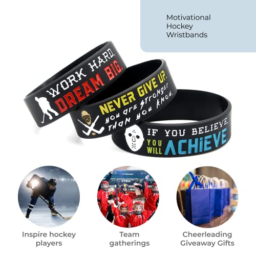 image for Inkstone (6-pack) Motivational Hockey Wristbands with Sports Quotes - 