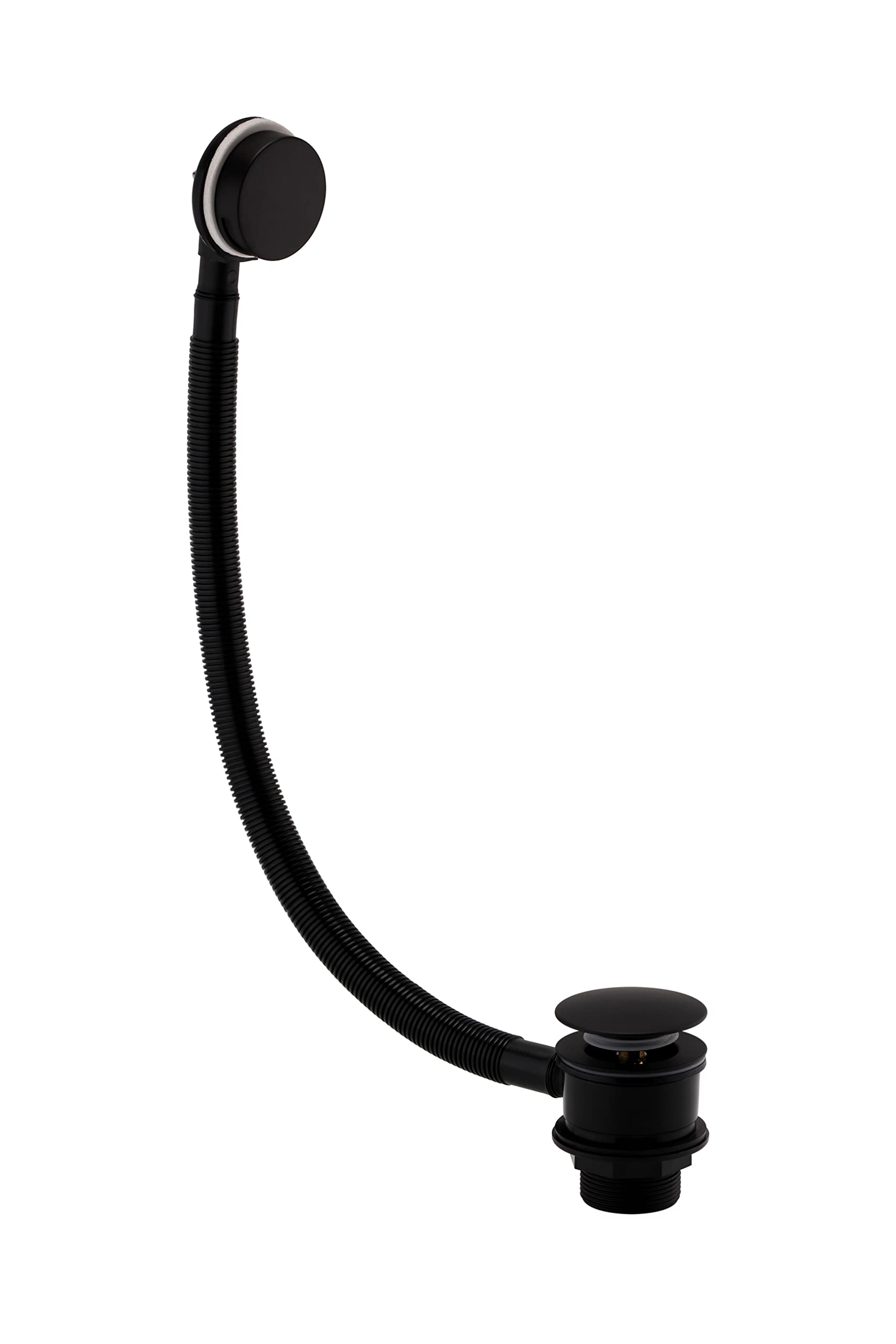 Sandy Beach Black Bath Overflow Drain With Pop-Up Waste