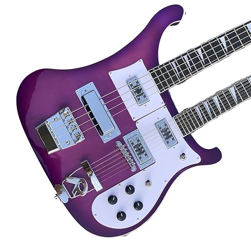 Guitarra personalizada de doble mástil con bajo eléctrico de 4 cuerdas y guitarra eléctrica de 12...