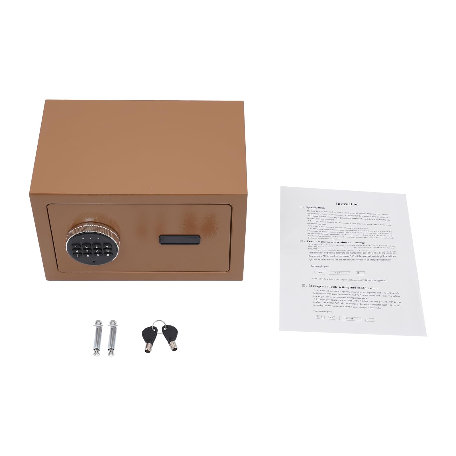 Caja fuerte digital 31 x 20 x 20 cm acero caja fuerte con código numérico llave alarma (café)