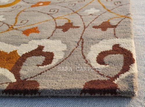 Image of Modern Abstract Hand Tufted Wool Floor Carpet for Home decore Living Room|Home and Bedroom & Hall 10x13 feet (300 x 390cm) Brown H2