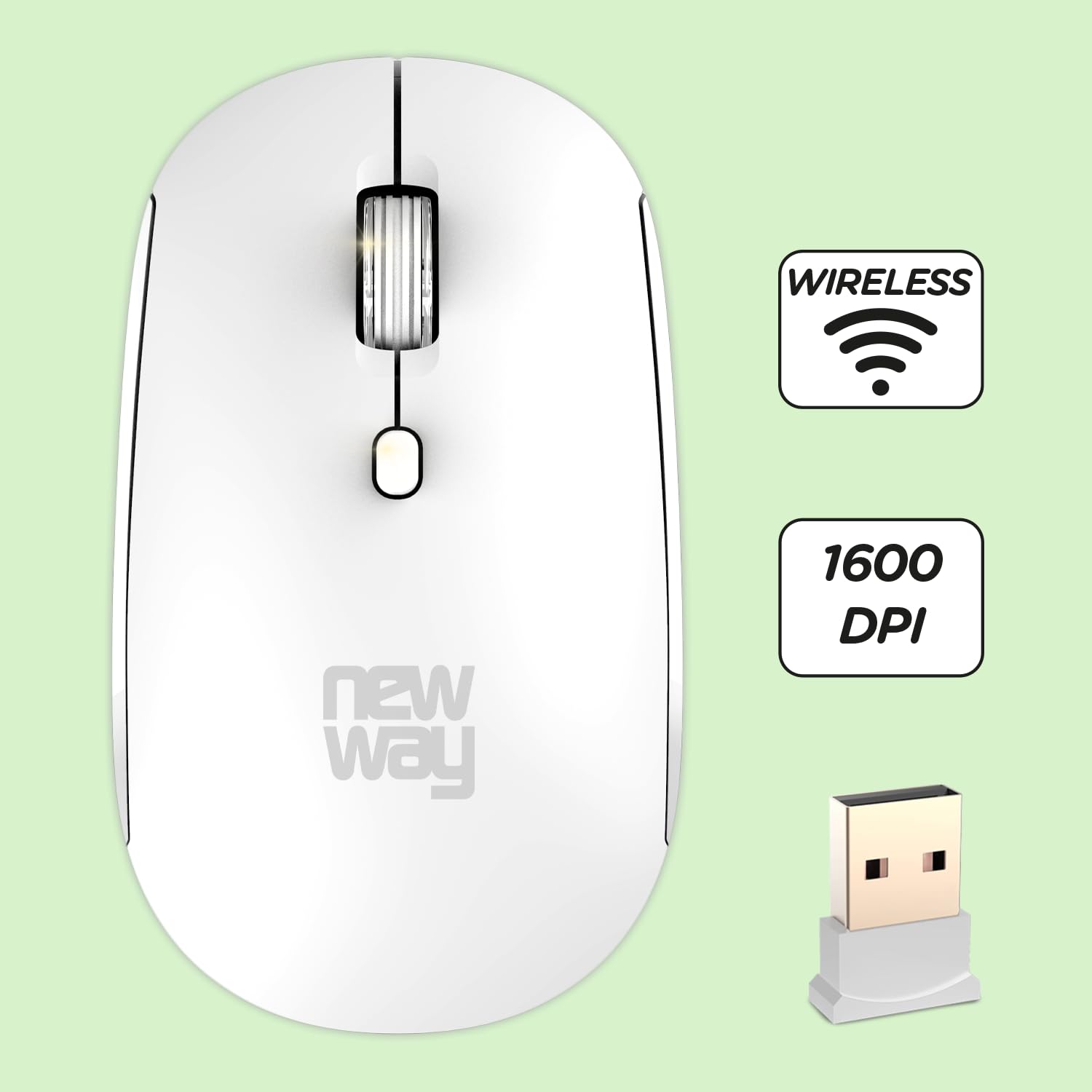 NEWWAY – Pack RF01 Tastiera Mouse Wireless con Tappetino – Tastiera AZERTY 97 Tasti 13 Scorciatoie – Mouse WiFi 2.4 GHz 4 Tasti – Ricevitore USB – Bianco