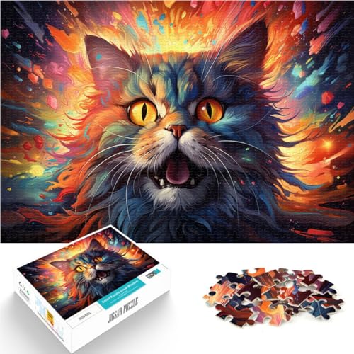 Puzle de 1000 piezas para adultos, rompecabezas de arte de gato como regalo, desafío de inteligencia cerebral, juguete adictivo para adolescentes a partir de 14 años, 26 x 38 cm