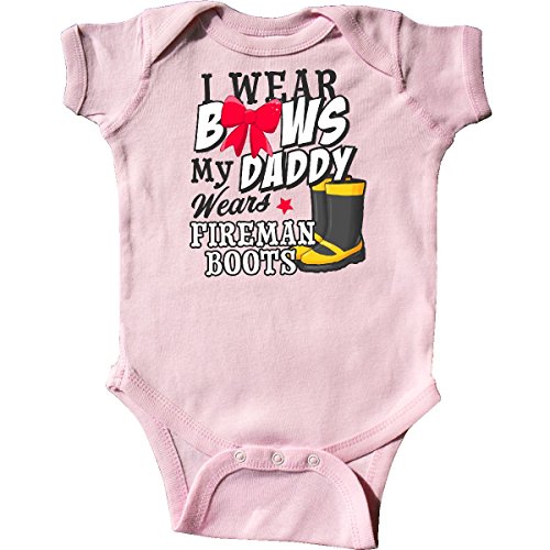 inktastic I Wear Bows My Daddy Wears Fireman Boots Infant Creeper 18 Months