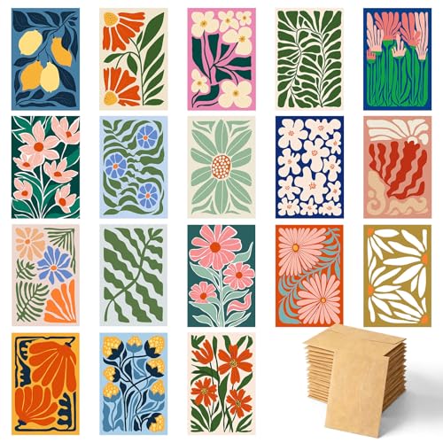 GOZINA Thank You Cards Multipack Floral Thankyou Cards Bulk with Kraft Paper Envelopes 4x6 Inch Blank Cards Greeting Card for Birthday Wedding Baby Shower Graduation Thanksgiving