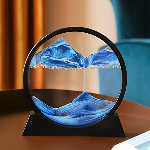 Arthink Moving Sand Art Picture in Motion Round Glass 3D Deep Sea Landscape, Dynamic Sand Art Sandscapes, Sensory Relaxing Desktop by Arthink - Image 2