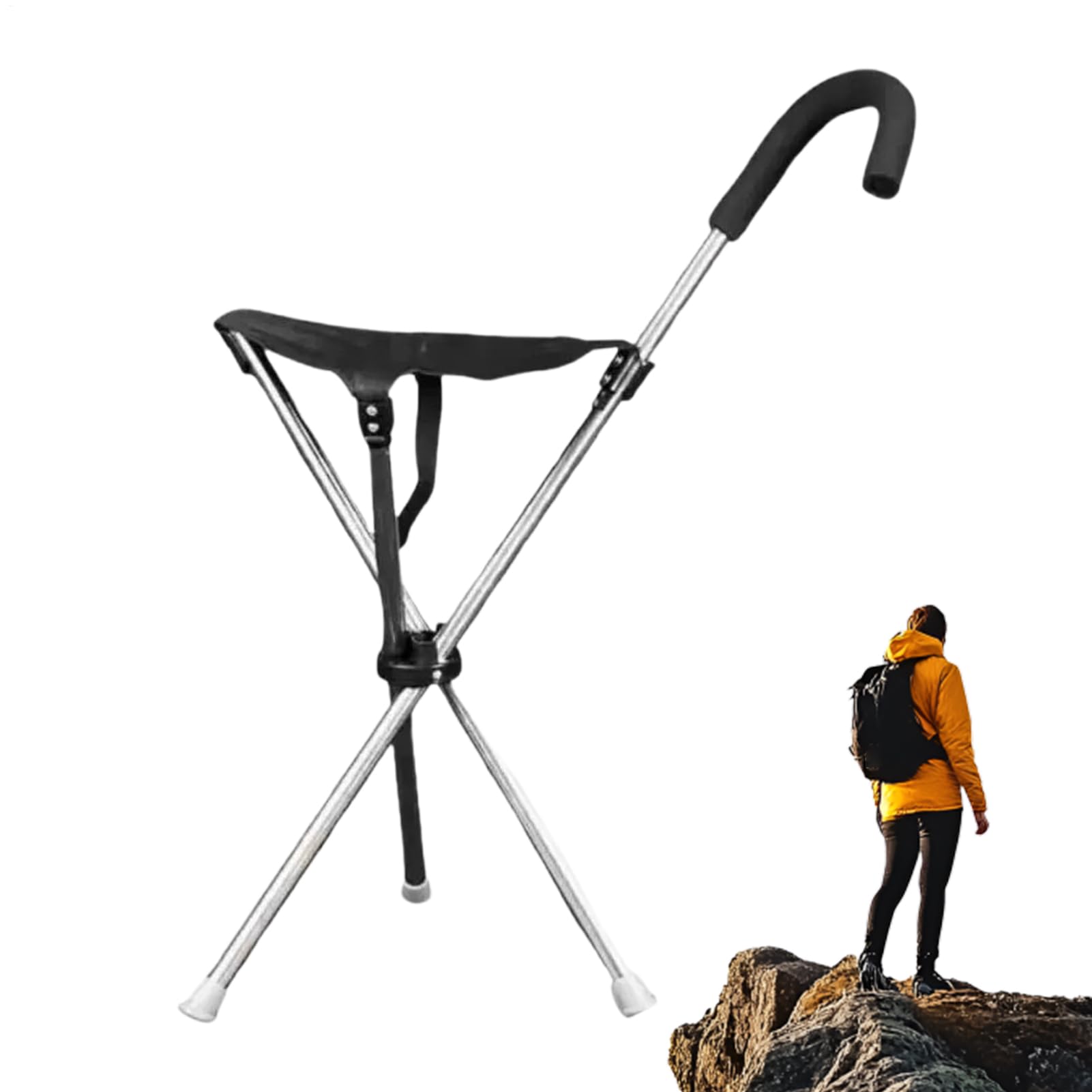 Laska Do Chodzenia Z Siedzeniem Antypoślizgowy Przenośny Ergonomiczny Kij