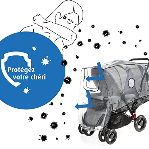 Reer RainCover Duo Regenschutz für Geschwisterwagen, 1er Pack