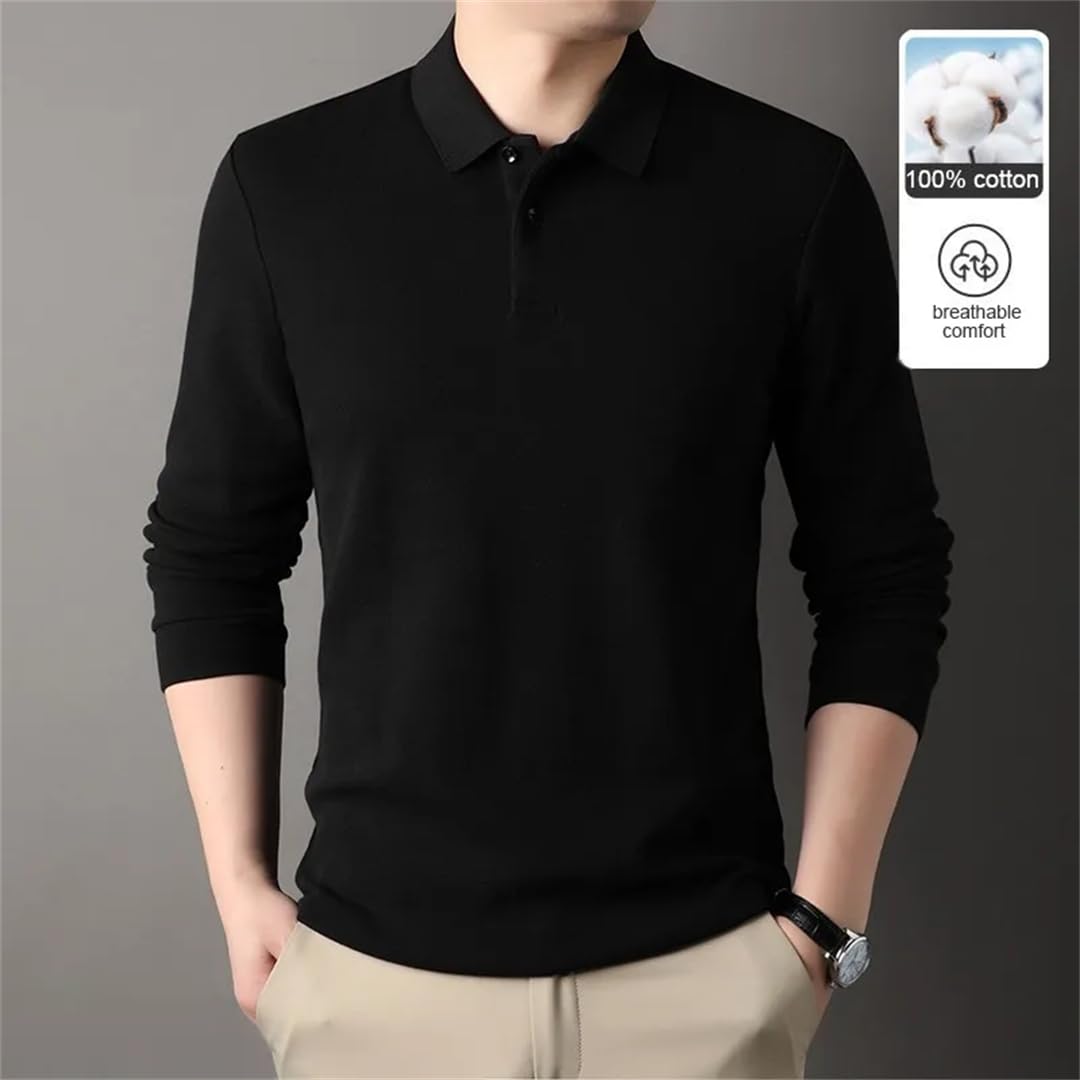 Polo da uomo a maniche lunghe in cotone pullover su misura classica per tutti i giorni