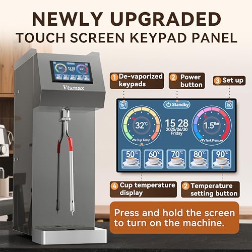 Image of Commercial Milk Frother and Steamer 2000W, 6 Temp Settings, Grey