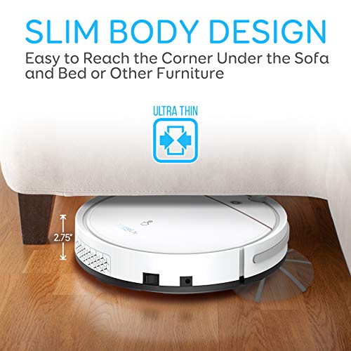 Image of SereneLife Smart Automatic Robot Vacuum Cleaner - Slim Rechargeable Electric Robotic Vacuum Cleaner w / Self Programmed Navigation, Anti-Fall Sensors - Carpet, Hardwood, Tile PUCRCX10 , White