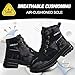 Hogent Steel Toe Boots for Women Men - Lightweight Breathable Work Boots - Ideal for Construction Warehouse - Black Grey - Women Size 6 & Men Size 4.5