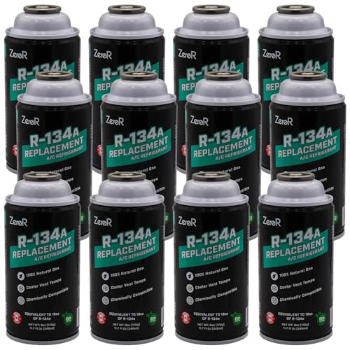 ZeroR AC Refrigerant | R134a Replacement | 12 Cans with SSV Top
