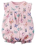 Carter's Baby Girls 1-piece Appliqué Snap-Up Cotton Romper (3 Months, Pink Butterflies)