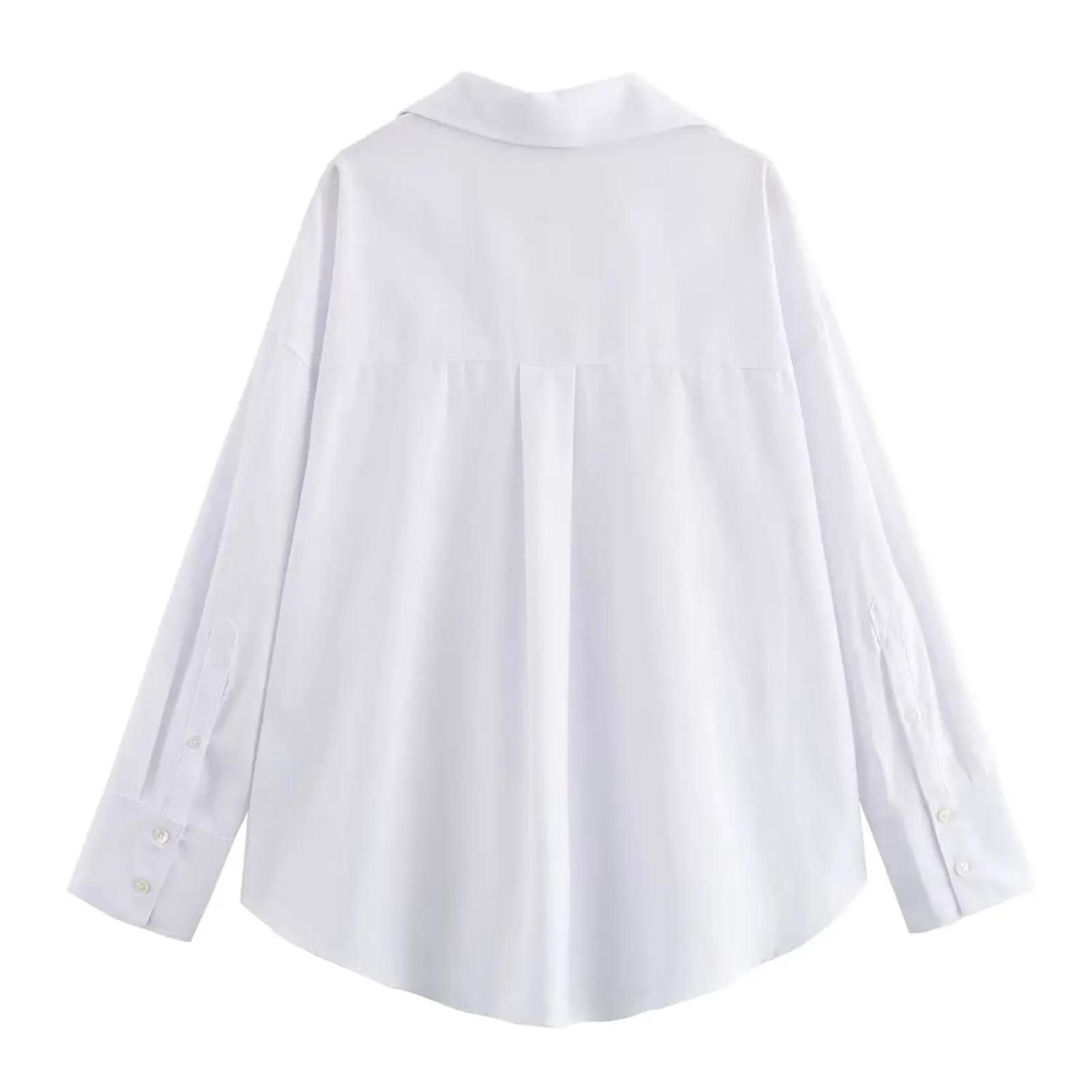 Genérico Camisa Oxford de Manga Larga con Botones para Mujer, de Botonadura Sencilla, de Corte Recto y Abertura Completa, para Oficina (Raya Grande)