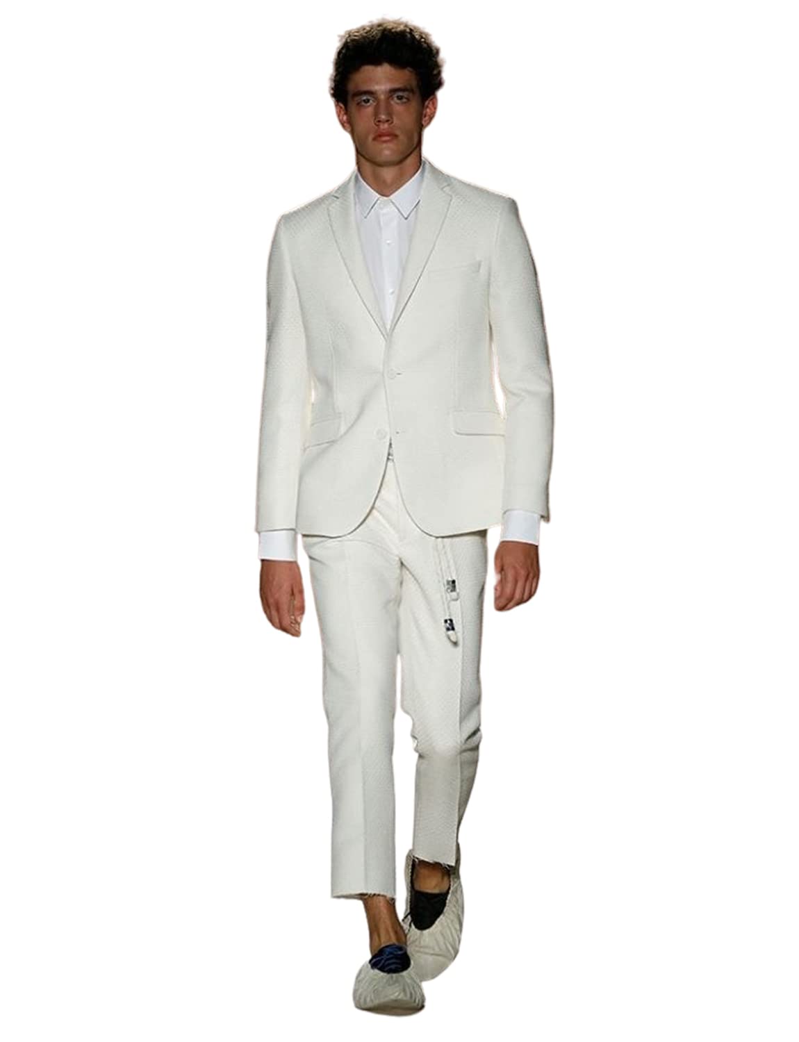 Uomo Vestito Due Pezzi Giacca Pantaloni Notch Risvolto Monopetto Business Casual Smoking