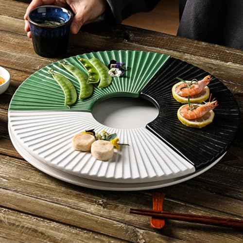 Plato Japones Ceramica abanico 11 pulg Verde miniatura 7