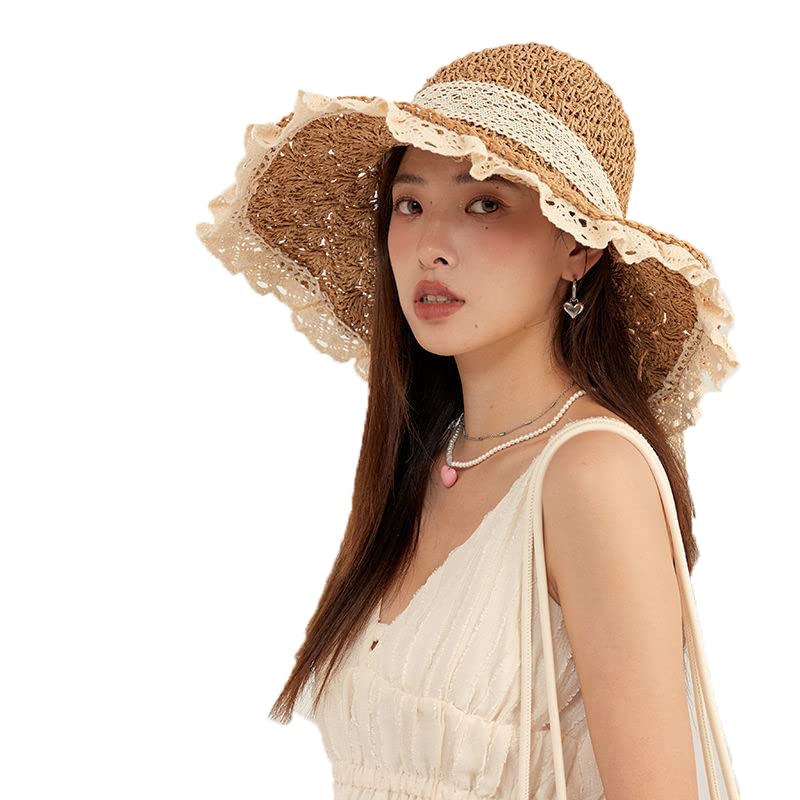 Sombrero de playa femenino amplio plegable miniatura 4
