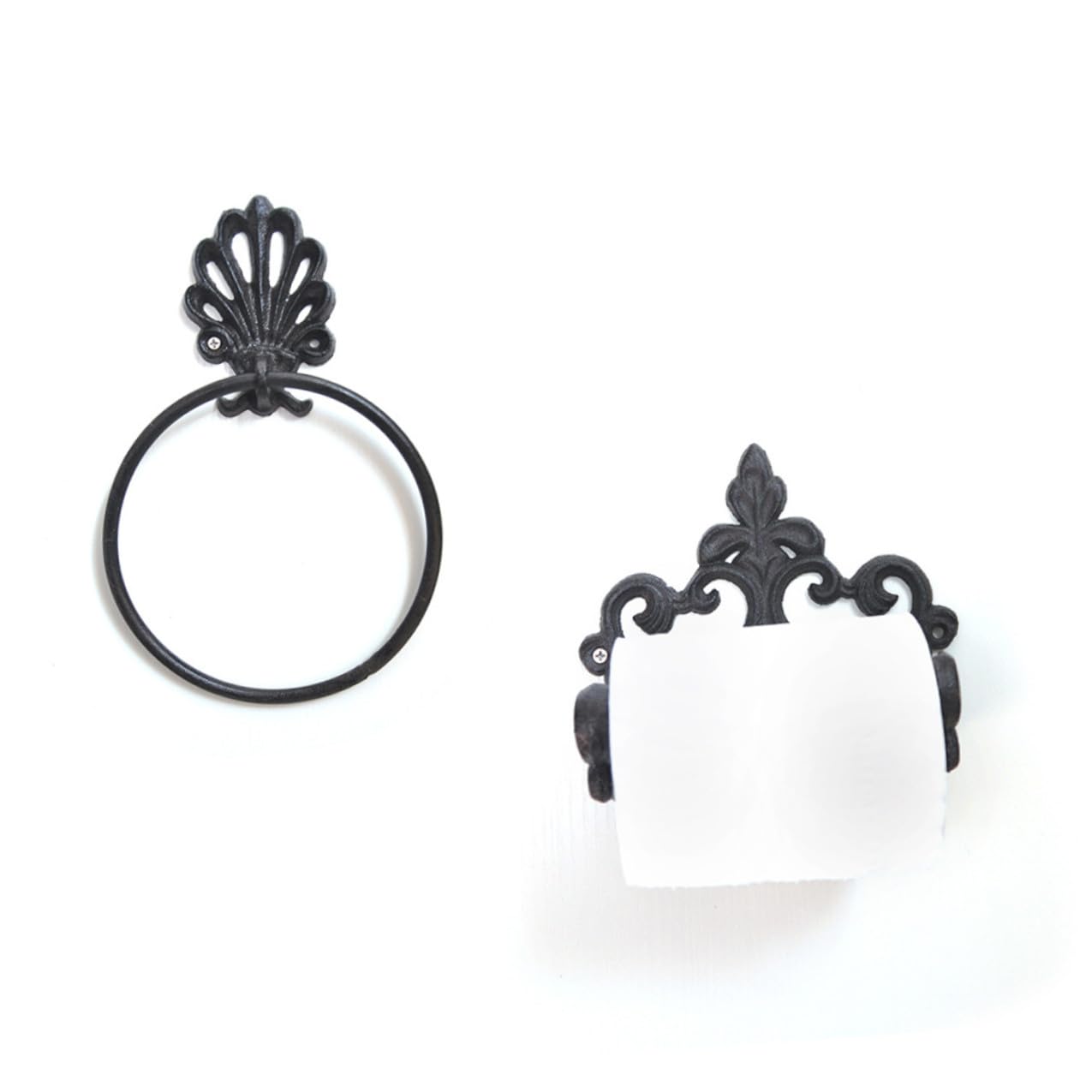 Toalleros de Baño de Hierro Forjado Negro Fácil Instalación y Almacenamiento 2 Piezas Anillo Redondo Ideales para Colgar Toallas en Baño