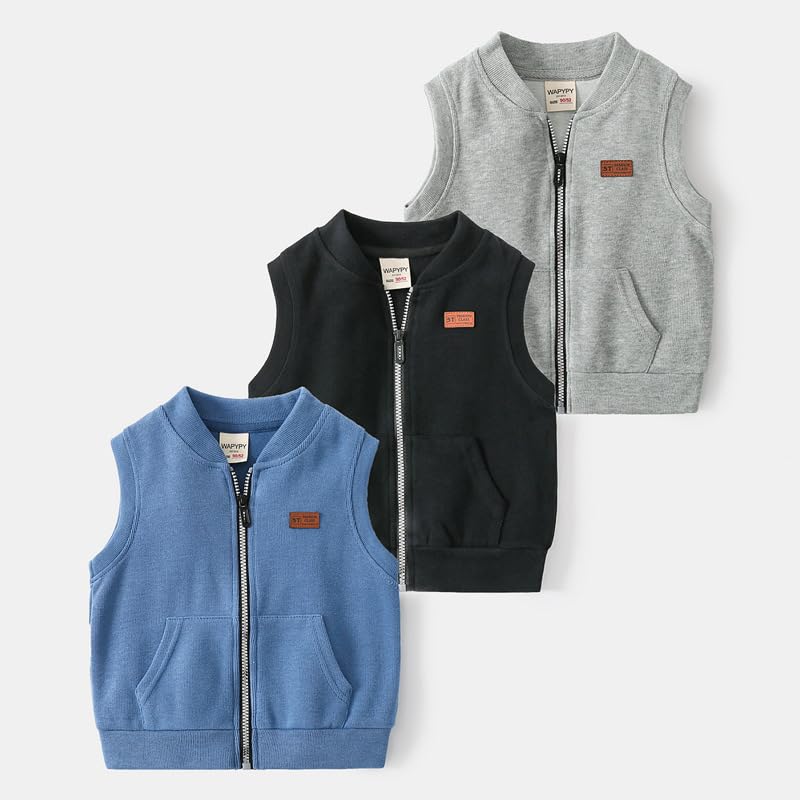 Irsutey Baby Toddler Boys Girls V-Neck Vest Sleeveless Warm Full-Zip Waistcoat Casual School Uniform Solid Color Tops Outfit3