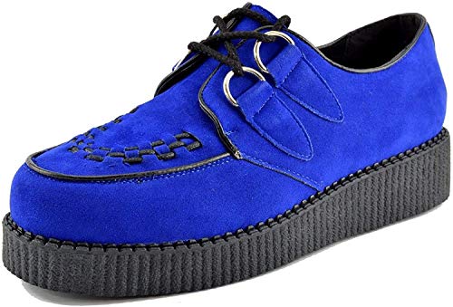 Kick Footwear Herren Flach Plateau Keil Schnüren Gothic Punk Leisetreter Creepers Schuhe Größe - UK5 / EU38 Womens, Royal Blau