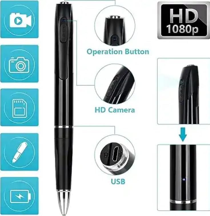 Image of securinnov 1080P Full HD Spy Pen Camera | Invisible Lens for Secret Evidence & Operations | Professional Hidden Video & Audio Recorder for Home Office & Meetings | Indoor Outdoor Usage (Pen Camera)