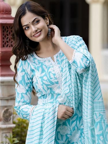 Image of PARTHVI Women Straight Floral Printed Kurta and Pant Set with Dupatta | Ethnic Set | Dupatta Set | Suit Set | Kurta Set | Wedding Suit Set