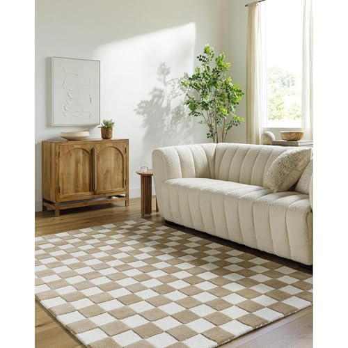 Image of Hand Tufted Wool Carpets Anti Shedding Rug Modern Carpets for Living Room Size 2x6 Feet