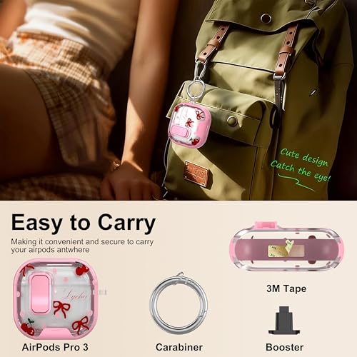 Image of for AirPods 4 Case 2025 with Safety Lock & Foldable Phone Stand, Pink | Double Drop Protection,Two-Piece Design, Airpod 4 Case with Keychain & Cleaner Kit, Support Wireless Charging, Shockproof