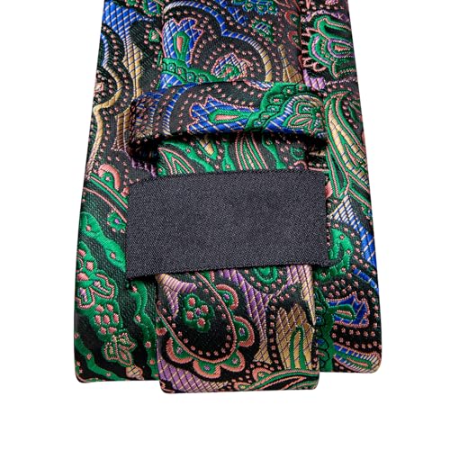 Image of Dubulle Mens Tie and Lapel Pin Paisley Striped Floral Necktie for Men Pocket Square Cufflinks 4PCS Set Wedding Party
